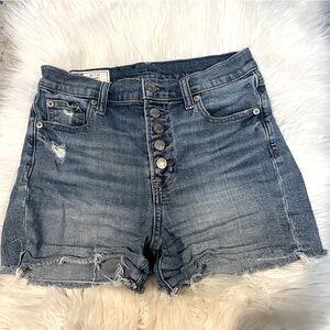 GAP Blue Distressed Button-Up Jean Shorts